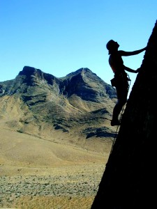 Rock climbing at the Solstice wall Utah